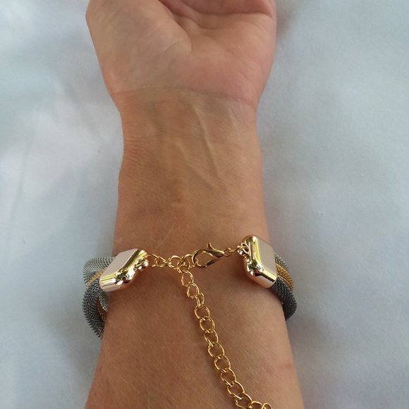 Bracelet 3 Strand/Color Coil Spring Gold Silver Gun Metal/Black 7.5" 7 1/2" - Picture 11 of 11